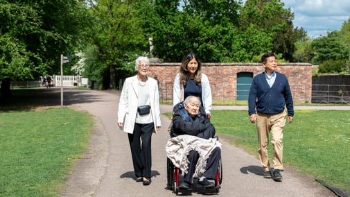 A family along the accessible paths at Dunham Massey, Cheshire.